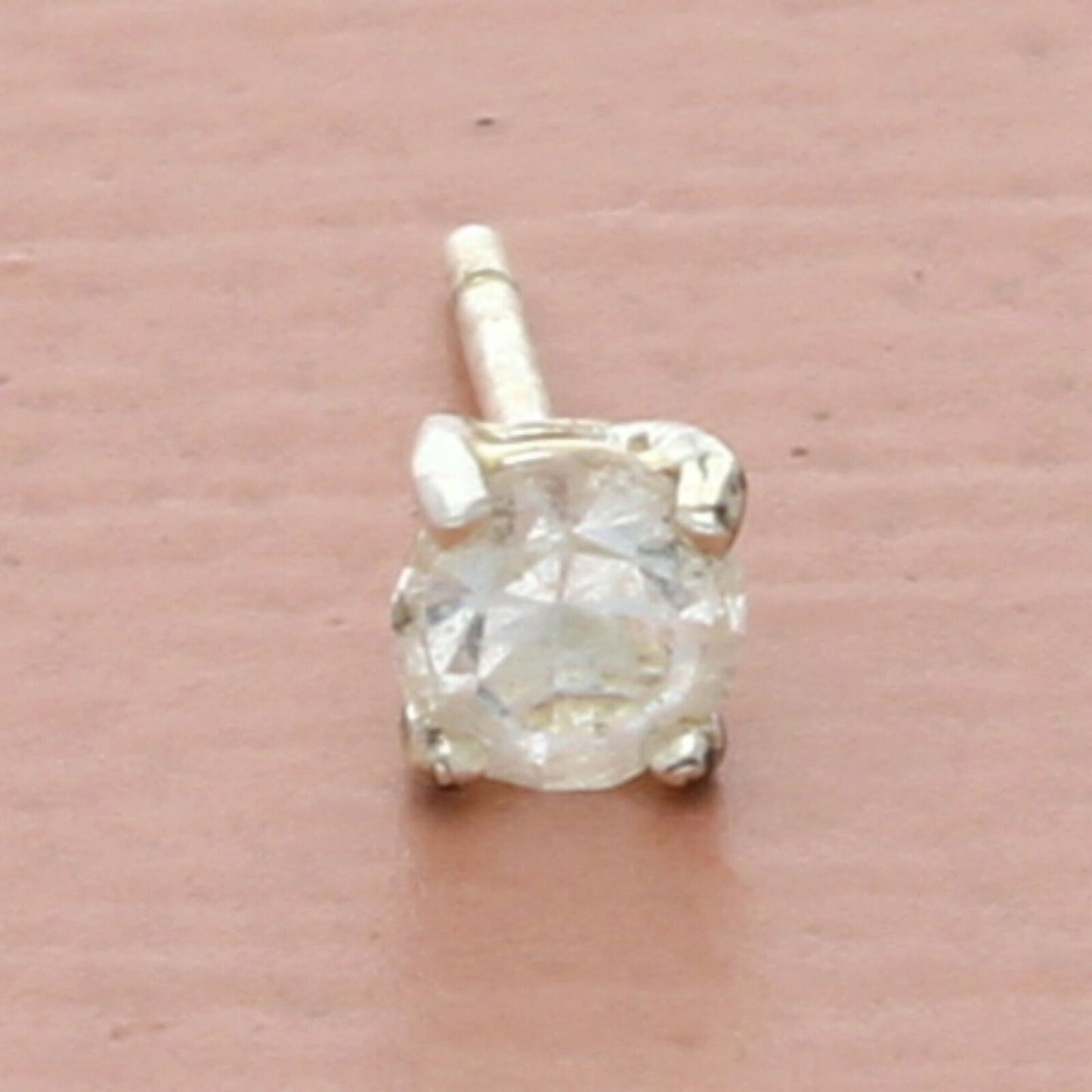 vintage sterling silver dainty round-cut cz stud single earring