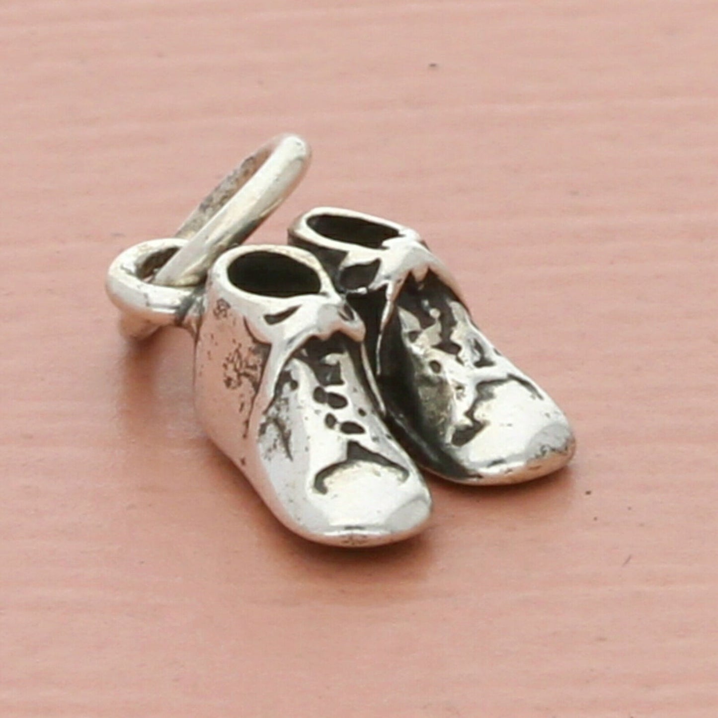 vintage sterling silver 3d baby shoes charm