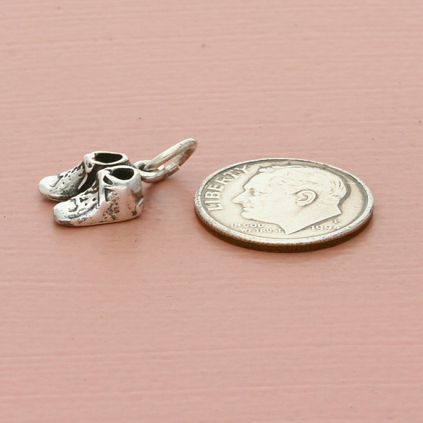 vintage sterling silver 3d baby shoes charm