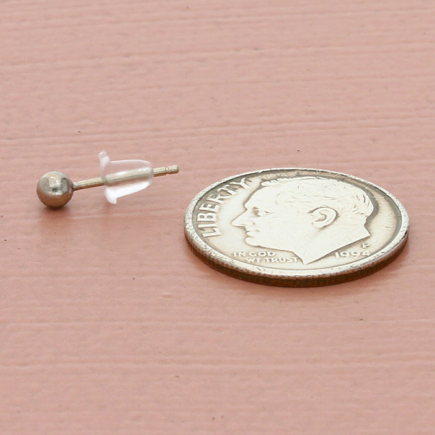 vintage sterling silver 2mm ball stud single earring