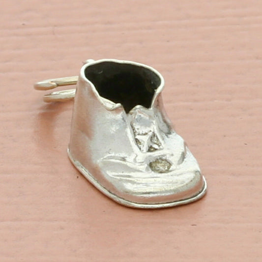 sterling silver vintage 3d engraved baby shoe charm