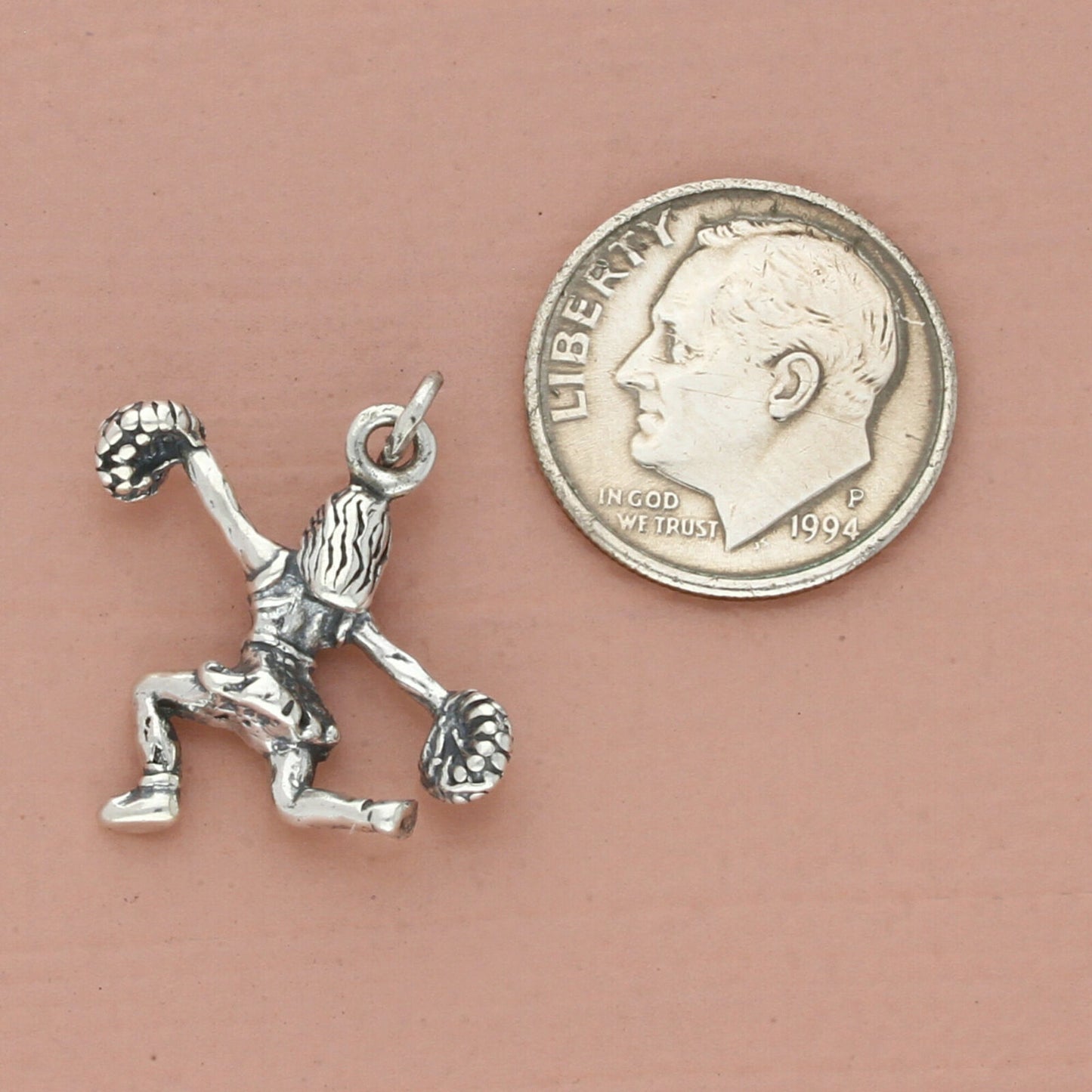 vintage sterling silver 3d cheerleader girl charm