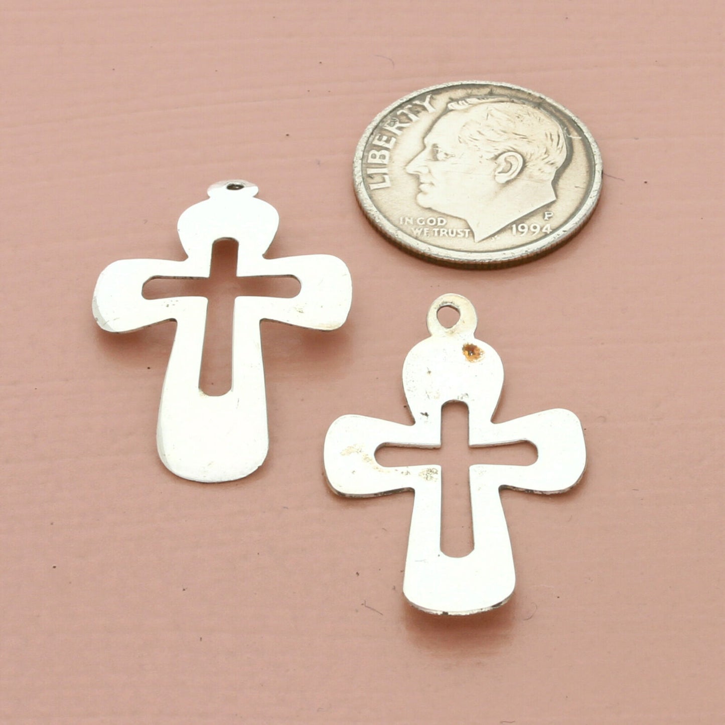 vintage sterling silver faith cross earring charms