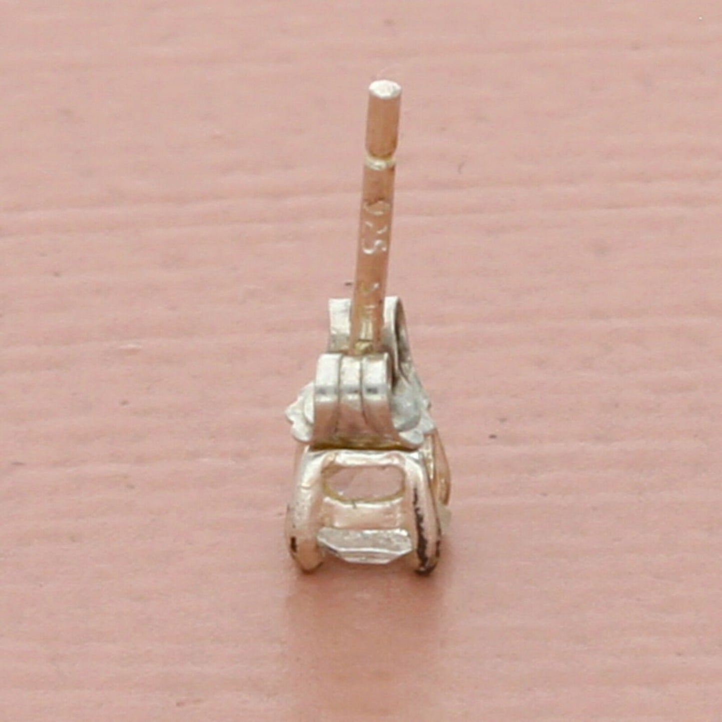 vintage sterling silver dainty round-cut cz stud single earring