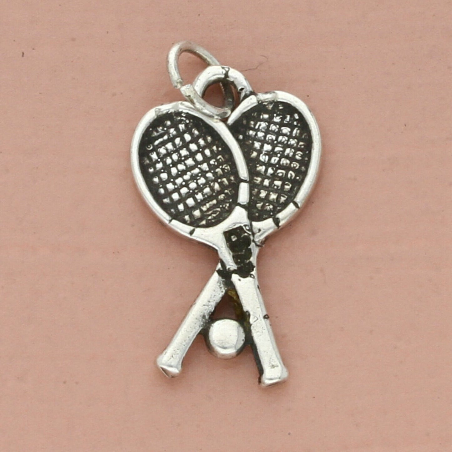 vintage sterling silver tennis rackets charm