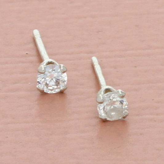 vintage sterling silver 0.10ct cz stud earrings