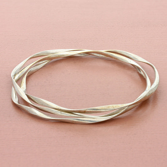 vintage alpaca twisted salute bangles bracelet size 7.5in