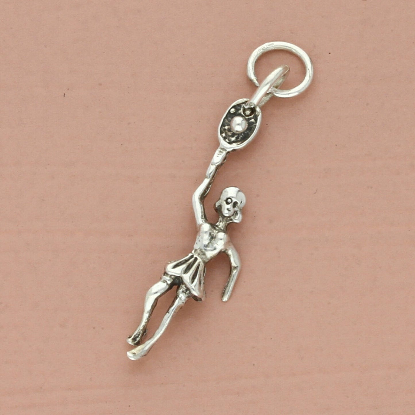 vintage sterling silver 3d woman girl tennis player charm