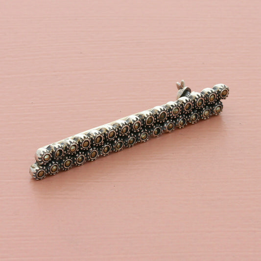 vintage sterling silver marcasite studded bar brooch