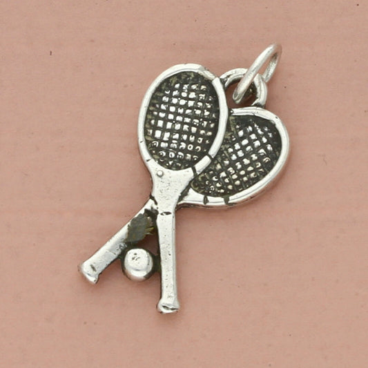 vintage sterling silver tennis rackets charm