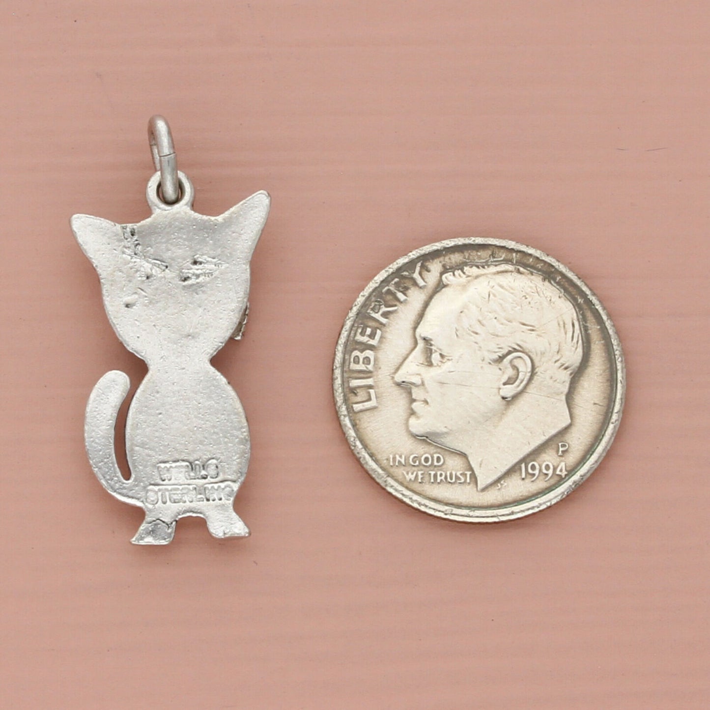 wells sterling silver vintage kitty cat charm