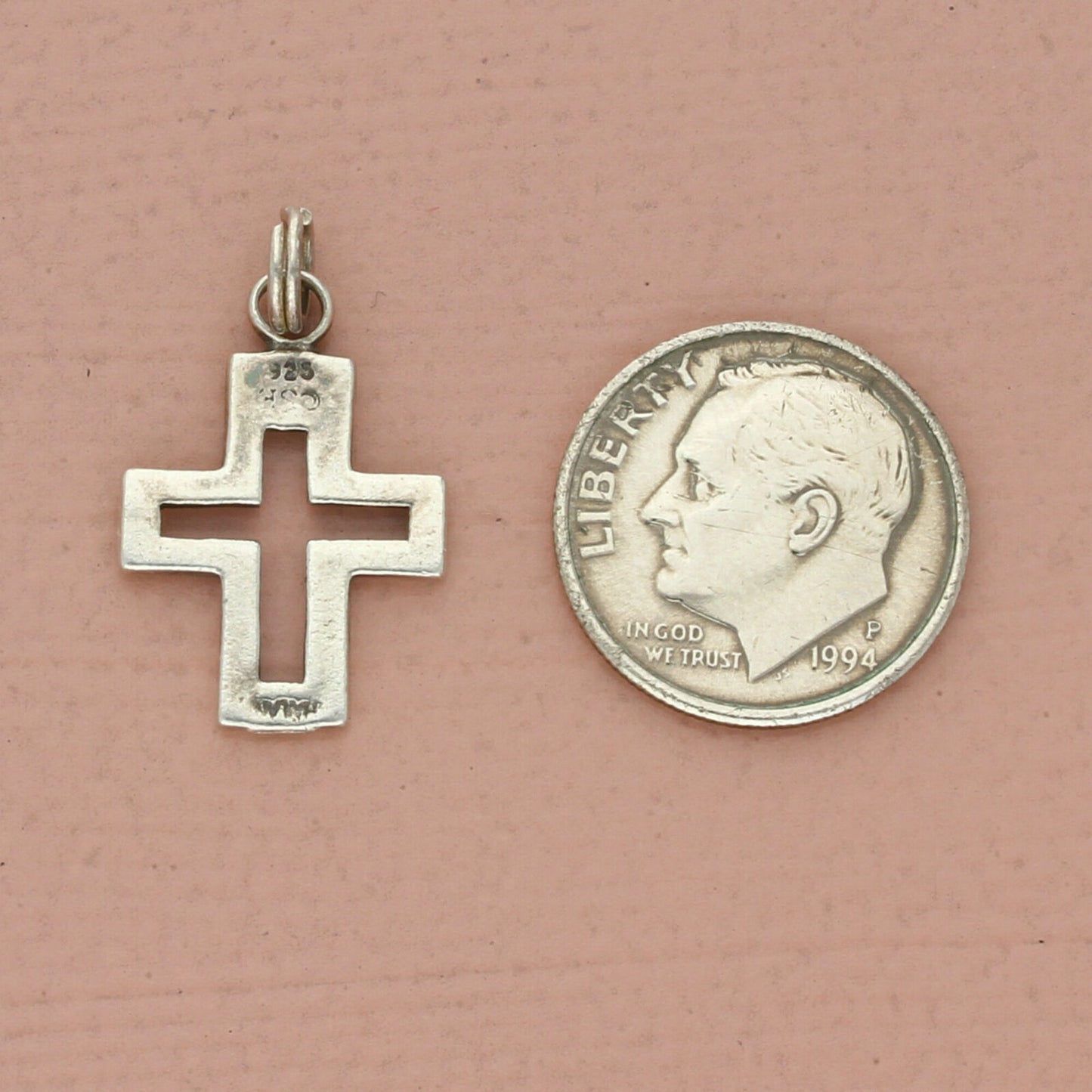 vintage sterling silver cut-out religious cross charm