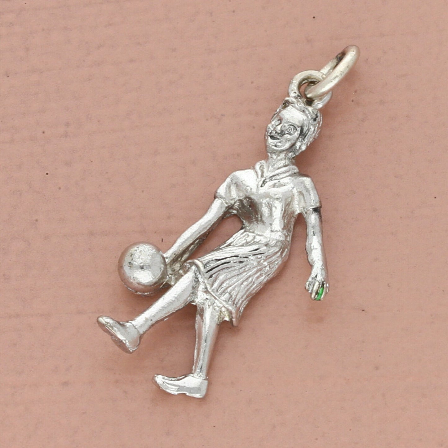 vintage sterling silver girl bowling charm