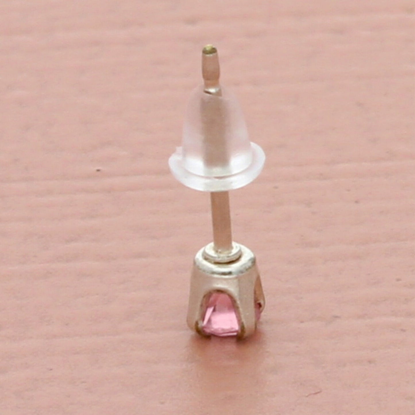 vintage sterling silver 0.05 pink cz stud single earring