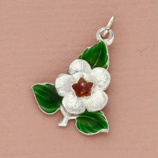 vintage sterling silver enamel flower charm