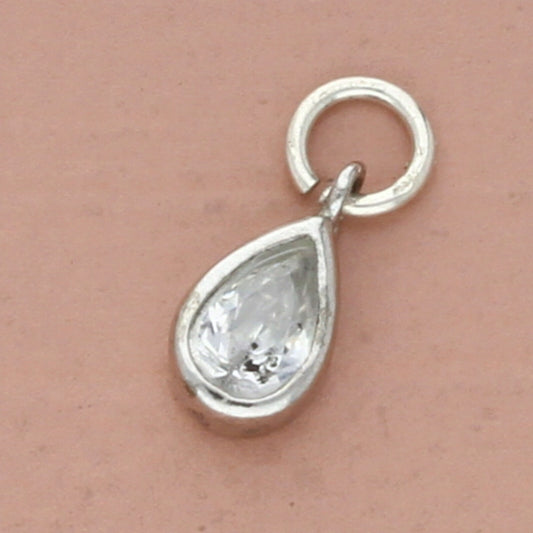 vintage sterling silver pear-cut cz pendant