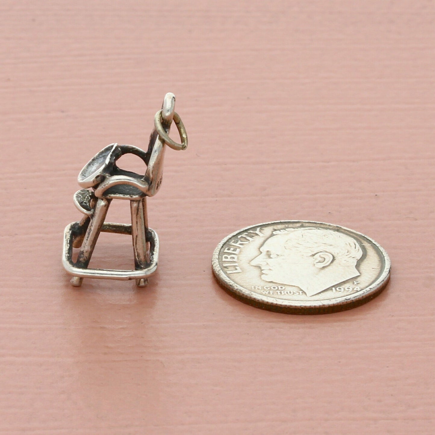 vintage sterling silver 3d baby high chair charm