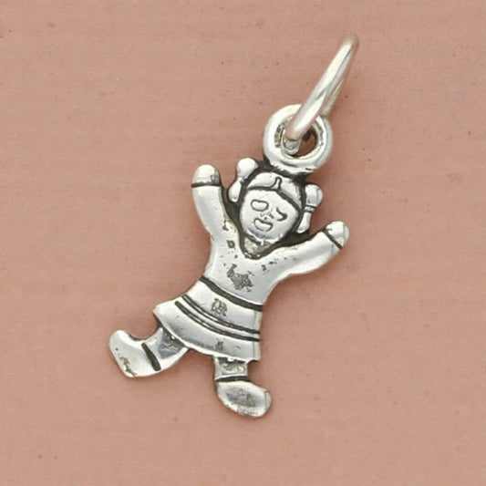 vintage sterling silver tiny little girl charm