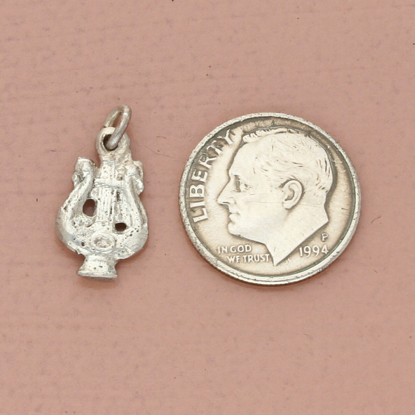 vintage sterling silver victorian lyre charm