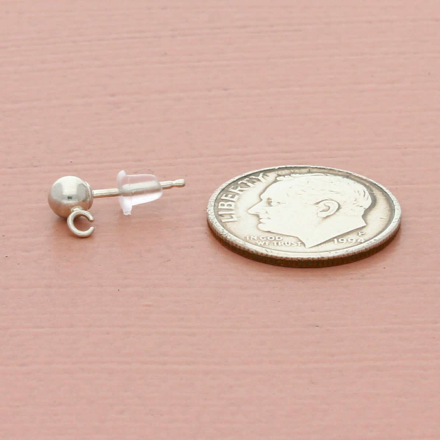 vintage sterling silver 3mm charm holder ball stud single earring