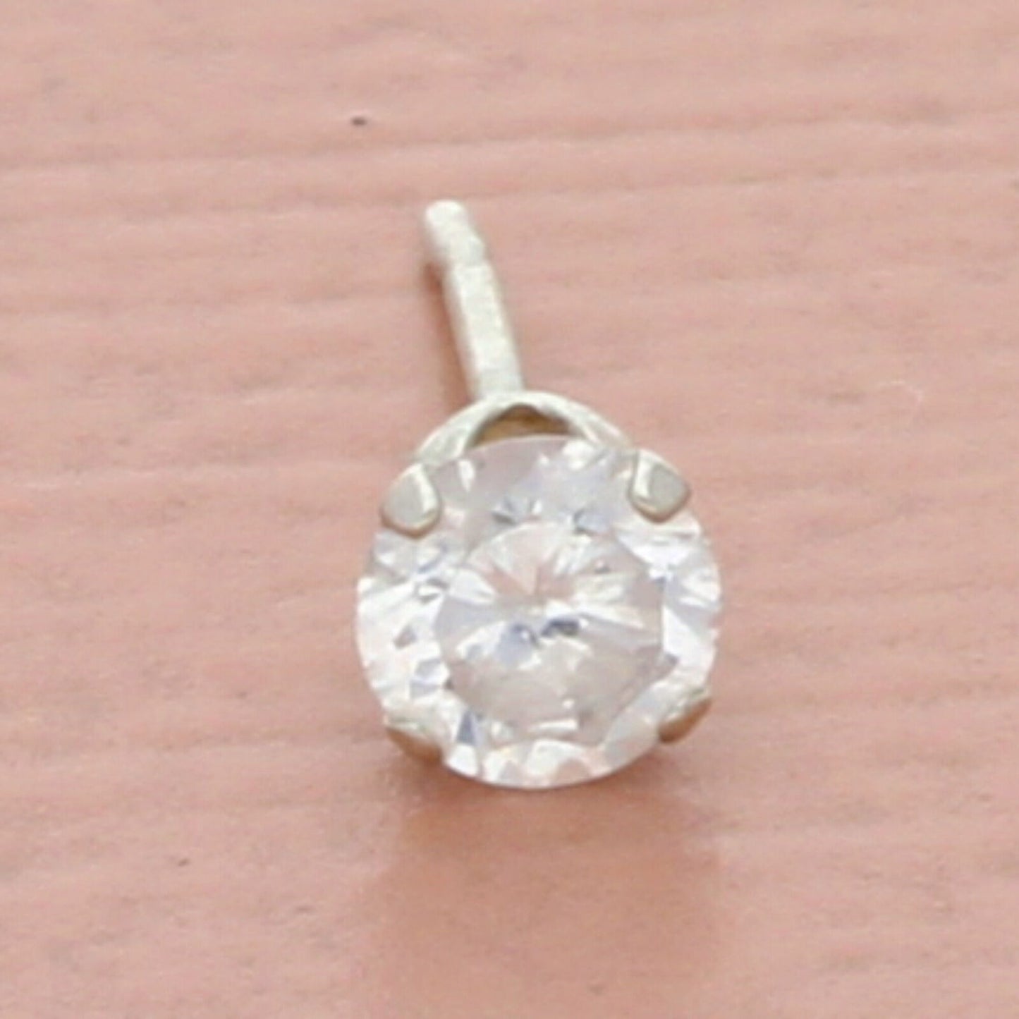 vintage sterling silver 0.20ct clear cz stud single earring