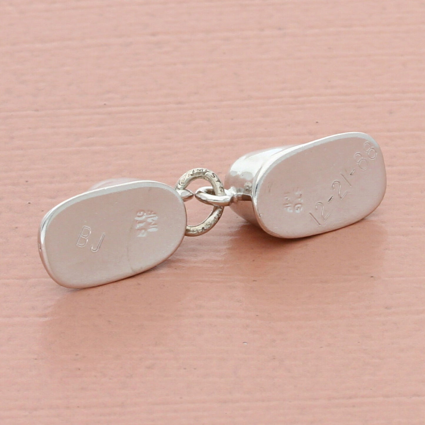 sterling silver vintage 3d engraved baby shoes charm