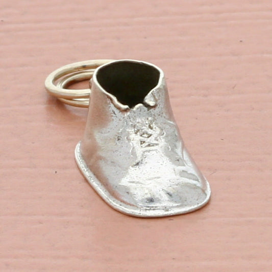 sterling silver vintage 3d engraved baby shoe charm