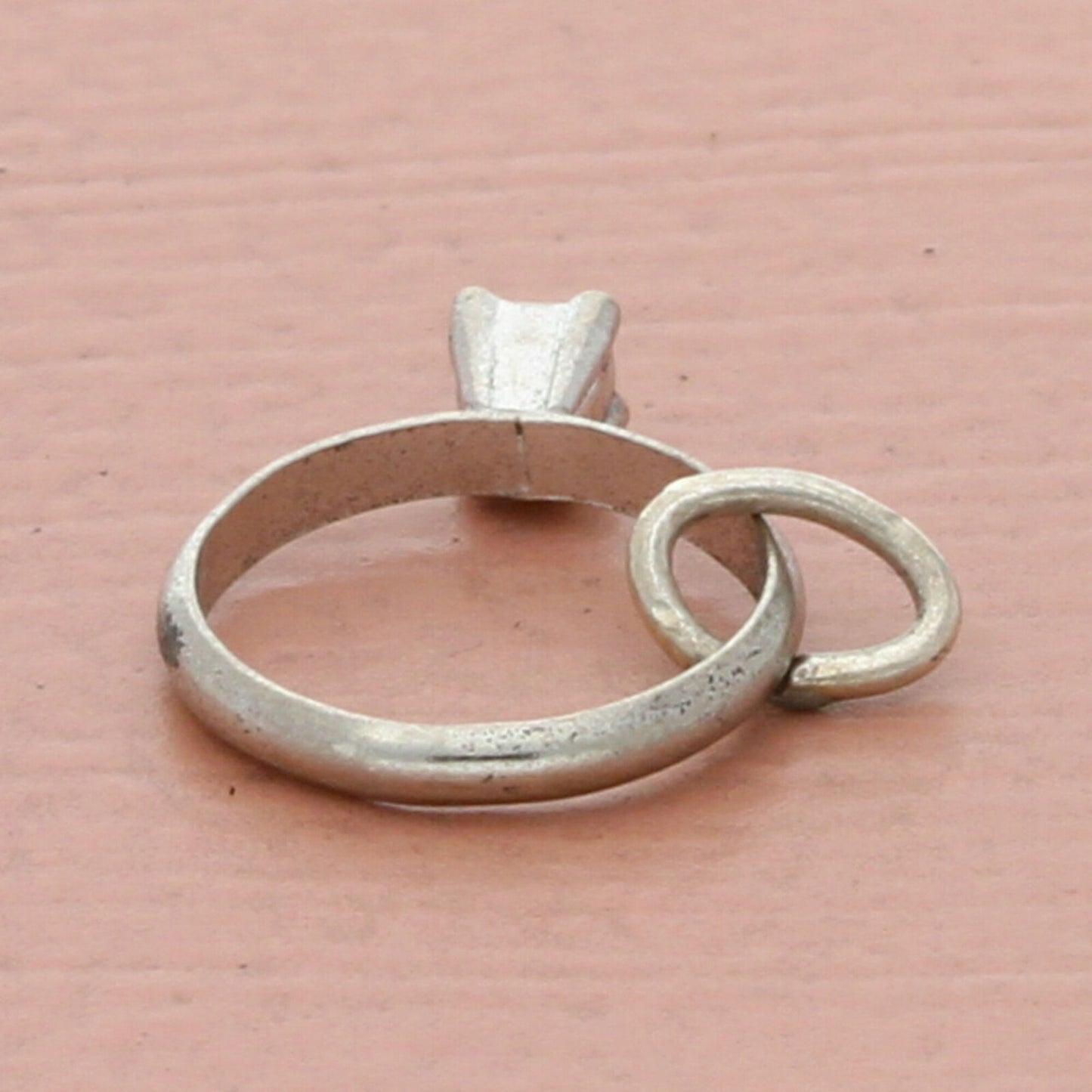 vintage sterling silver 3d paste stone engagement ring charm