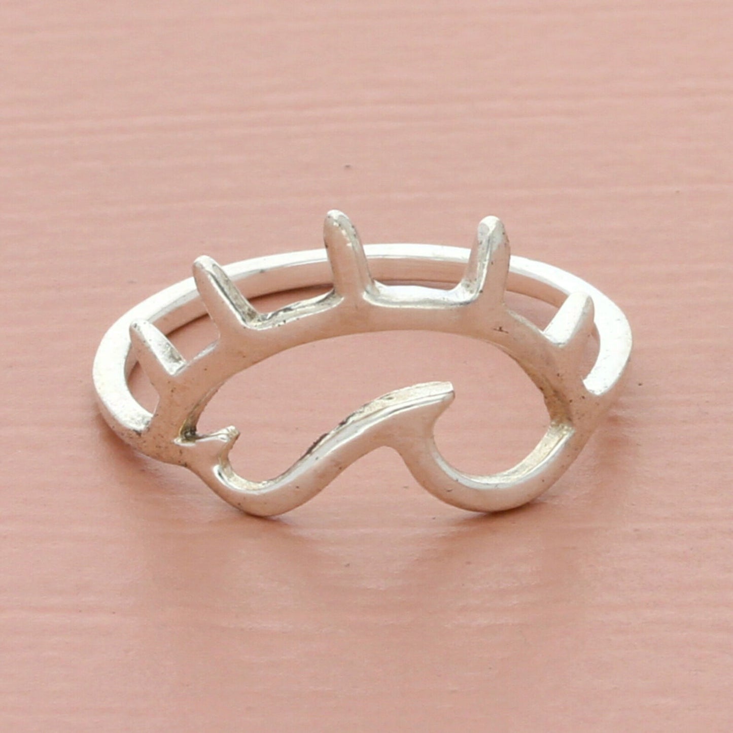 vintage sterling silver sun & ocean wave outline ring size 6.75