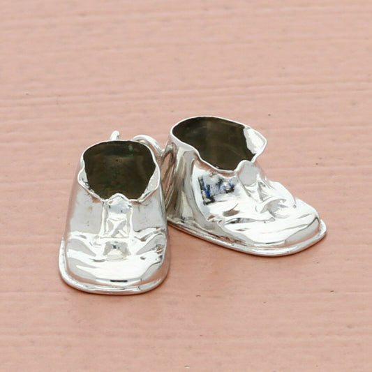 sterling silver vintage 3d engraved baby shoes charm