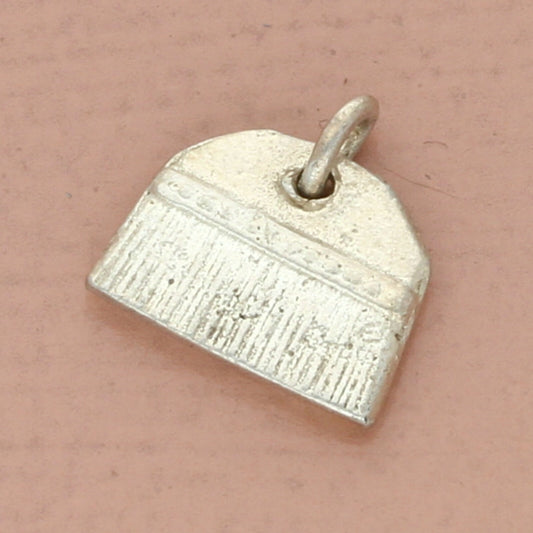 vintage sterling silver textured hair brush charm