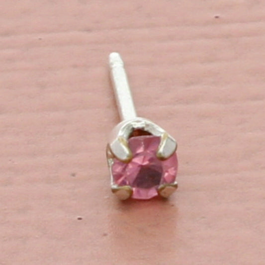 vintage sterling silver 0.05 pink cz stud single earring