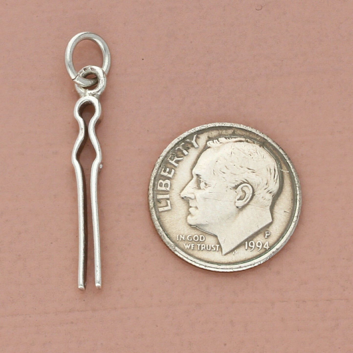 vintage sterling silver 3d clothes pin charm