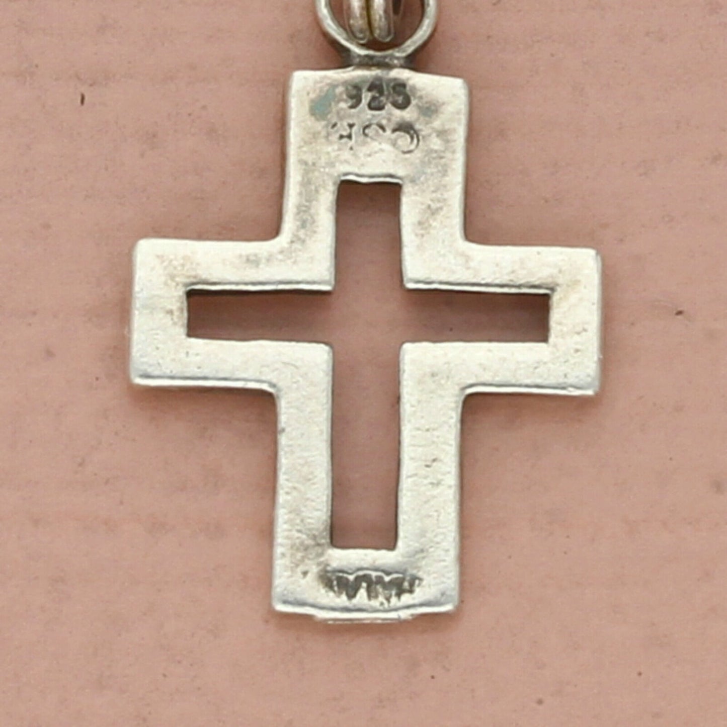 vintage sterling silver cut-out religious cross charm