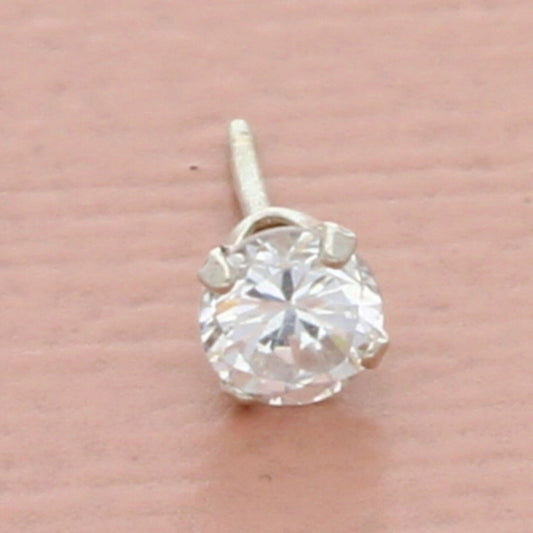 vintage sterling silver 0.10ct clear cz stud single earring