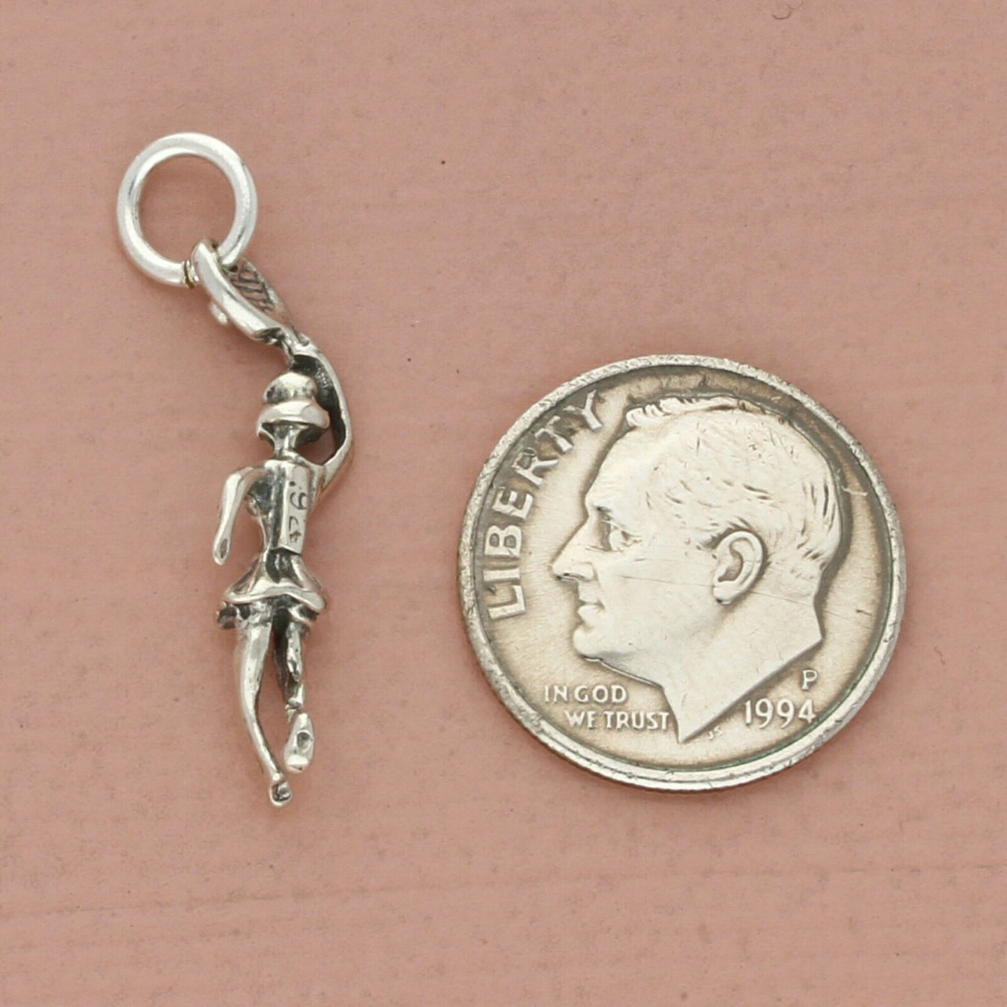 vintage sterling silver girl tennis player charm