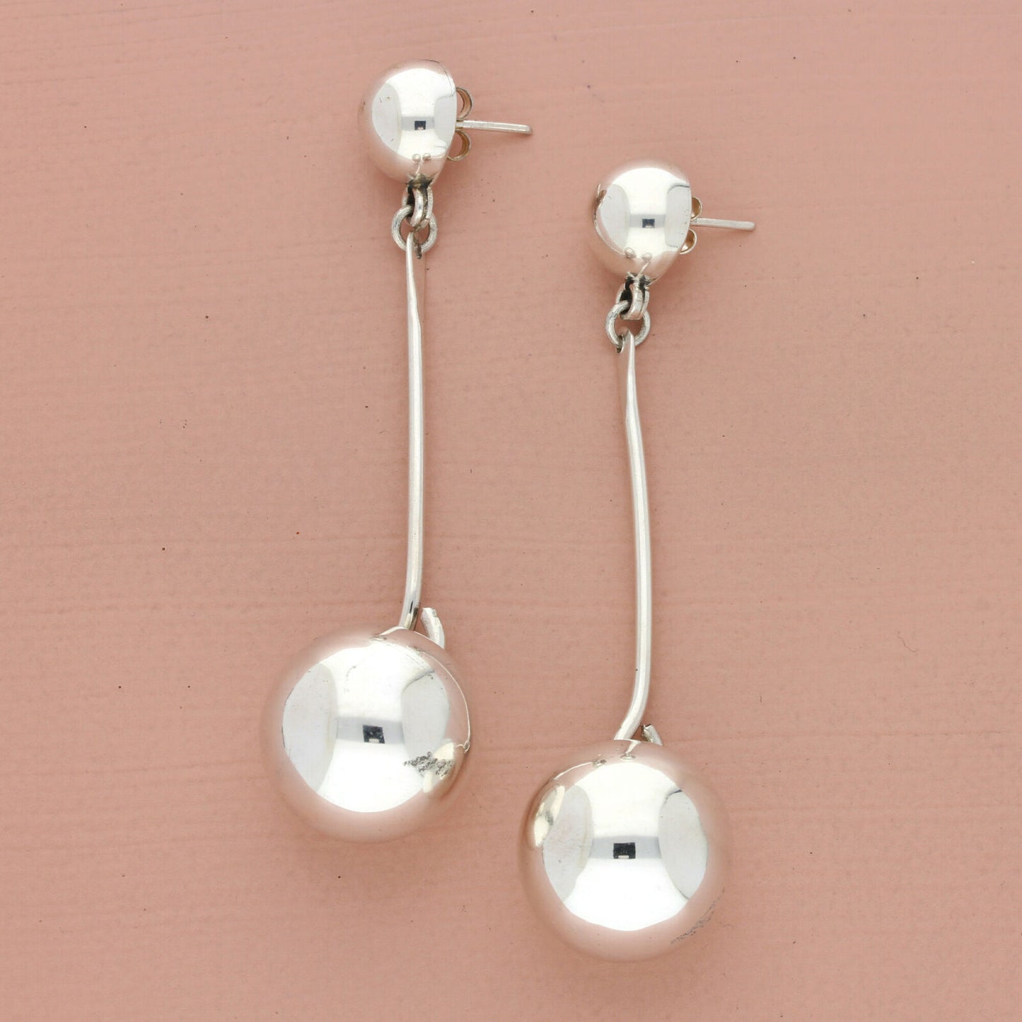 vintage sterling silver taxco mexico ball bead dangle earrings