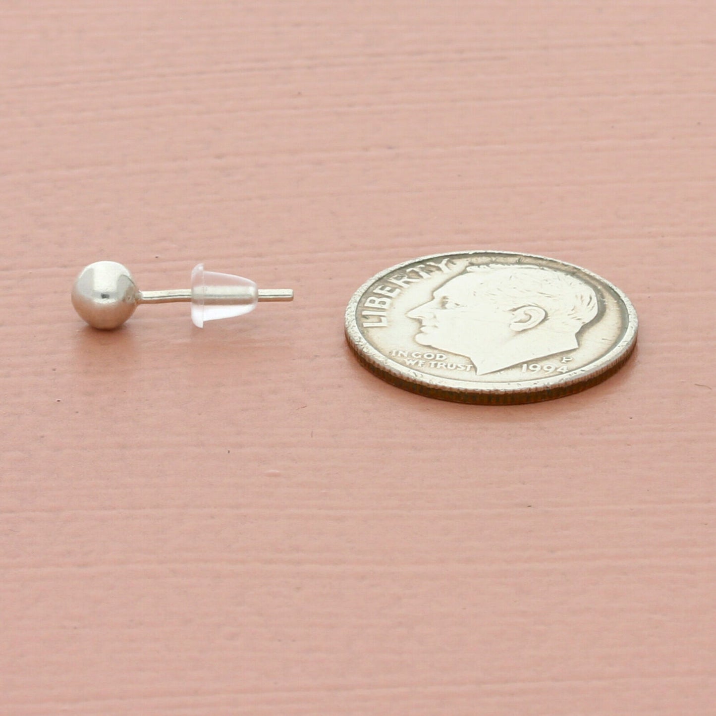 vintage sterling silver 3mm ball stud single earring