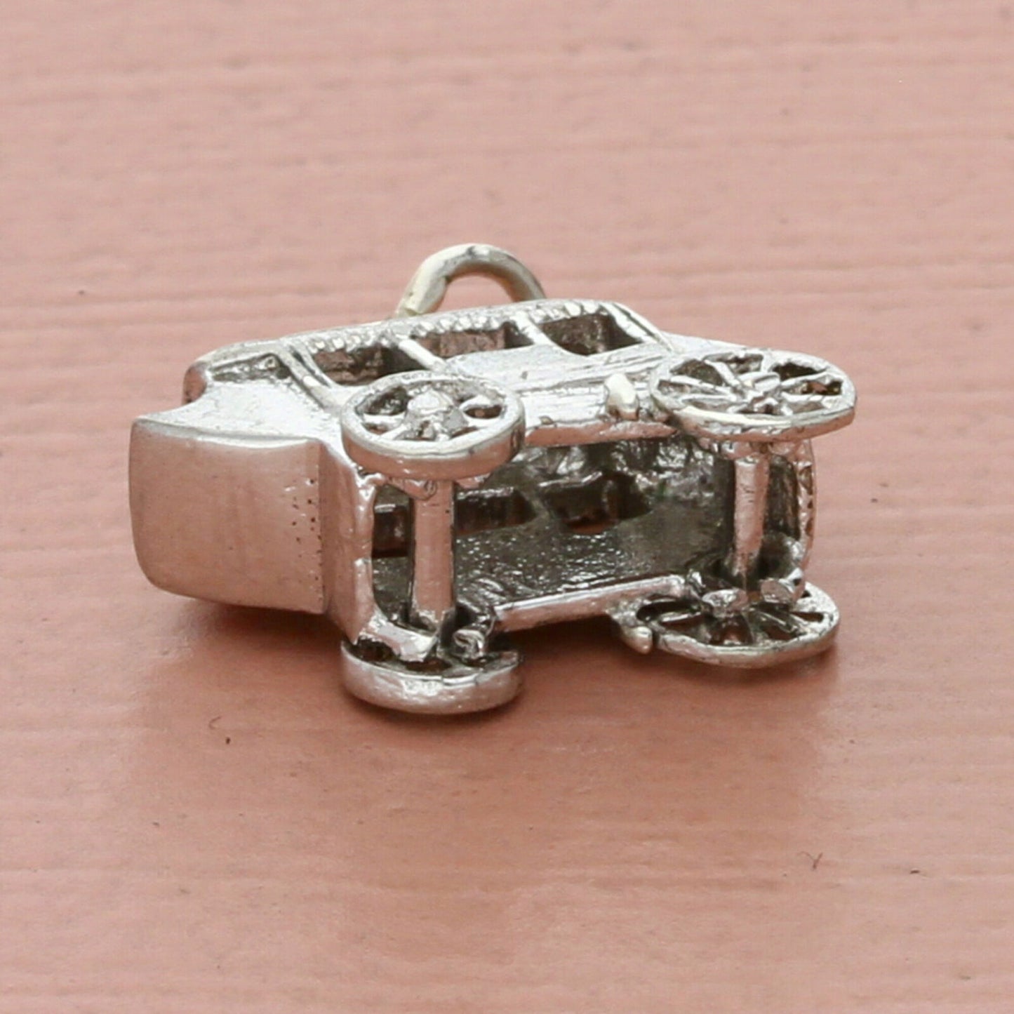 vintage sterling silver 3d stagecoach wagon (moves) charm