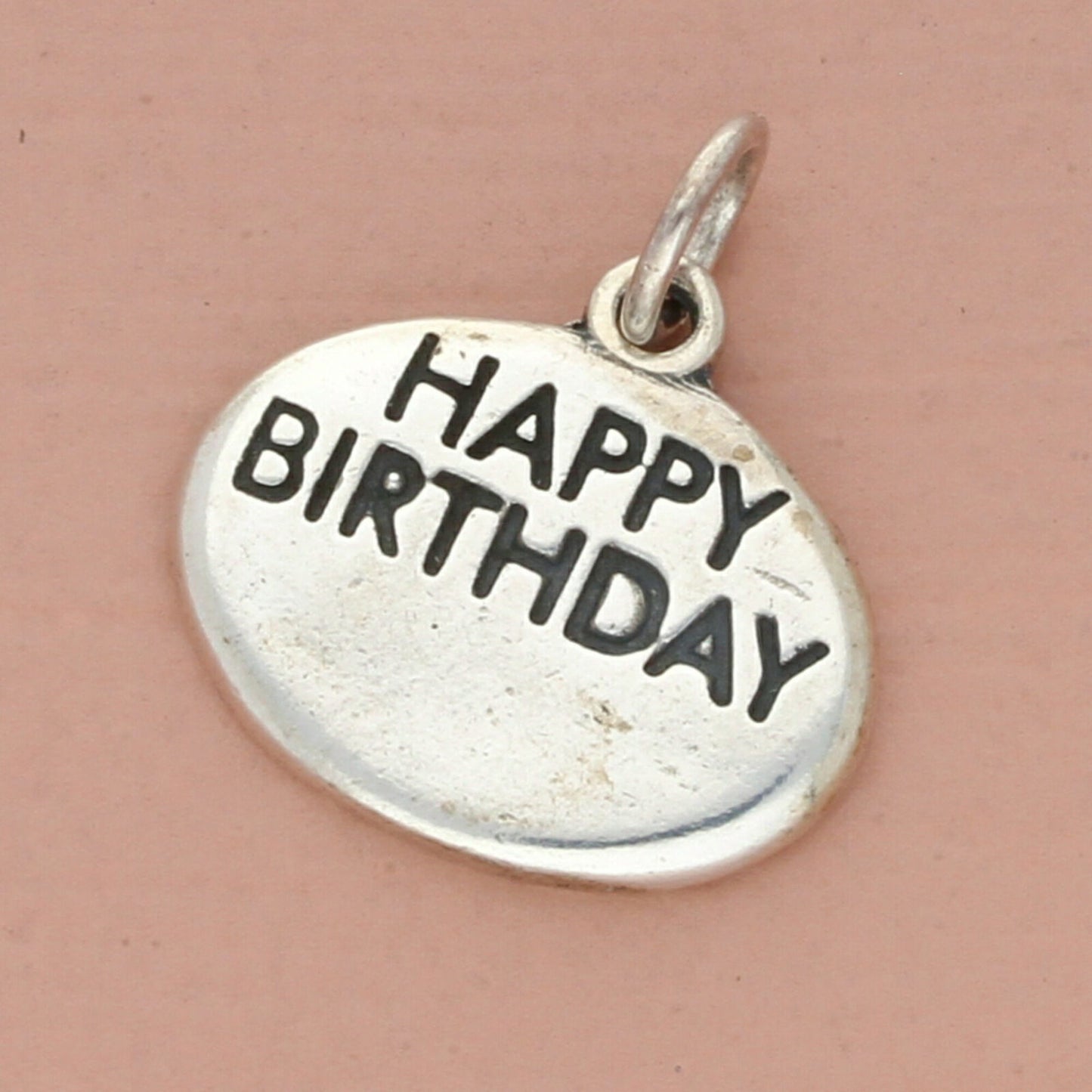 vintage sterling silver happy birthday engravable oval charm