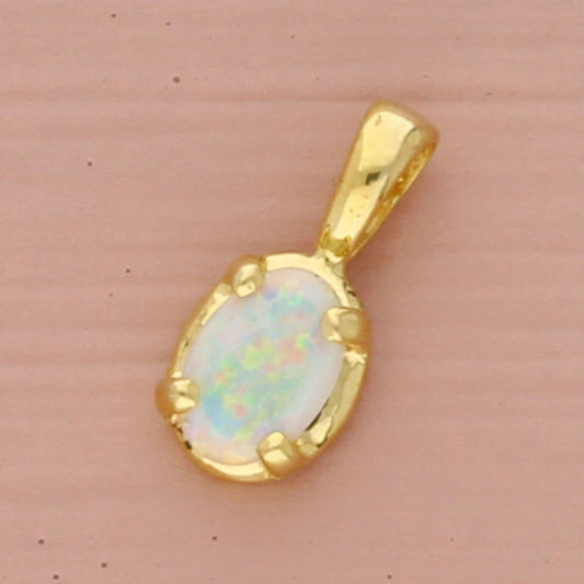 18k yellow gold dainty tiny ethiopian opal pendant