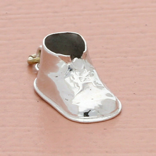 sterling silver vintage 3d engraved baby shoe charm