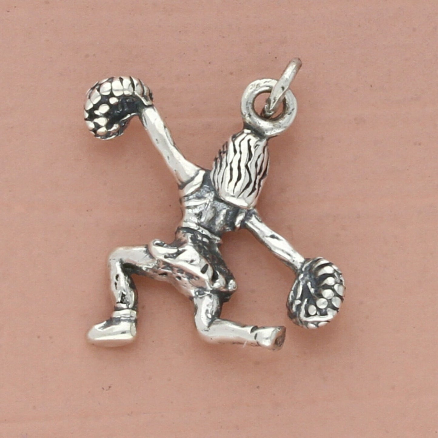 vintage sterling silver 3d cheerleader girl charm