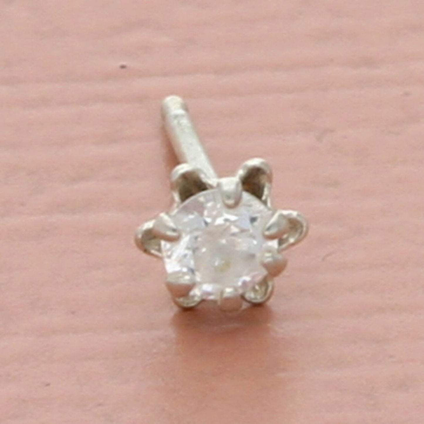 vintage sterling silver 0.10ct clear cz stud single earring