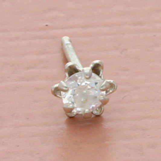 vintage sterling silver 0.10ct clear cz stud single earring