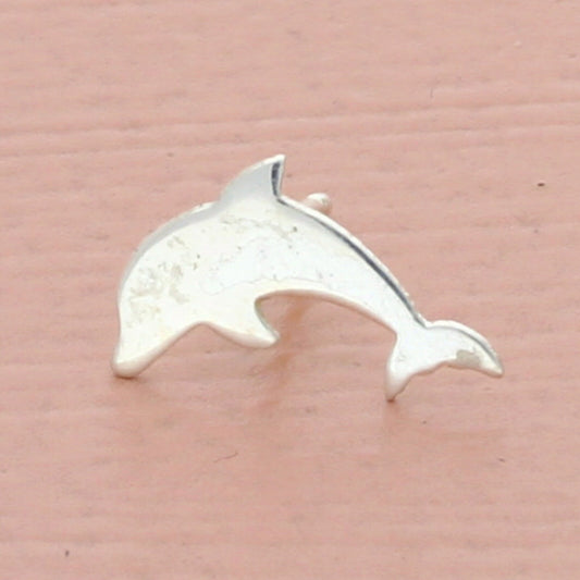 vintage sterling silver swimming dolphin stud single earring