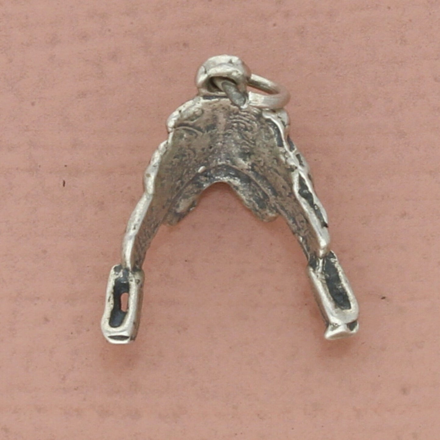 vintage sterling silver 3d western horse saddle charm