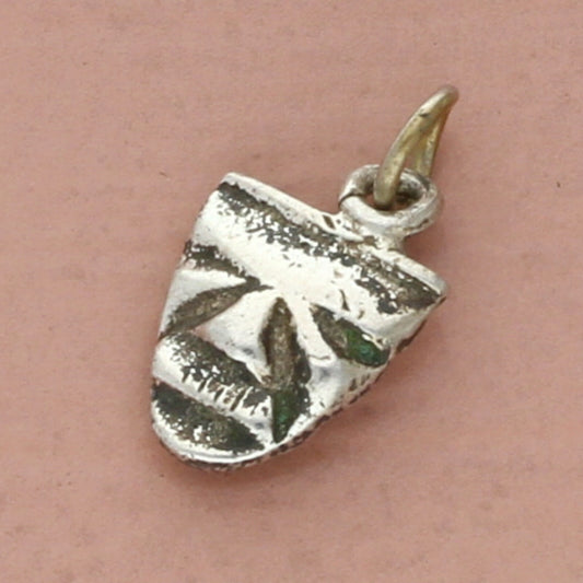 vintage sterling silver carved mask charm