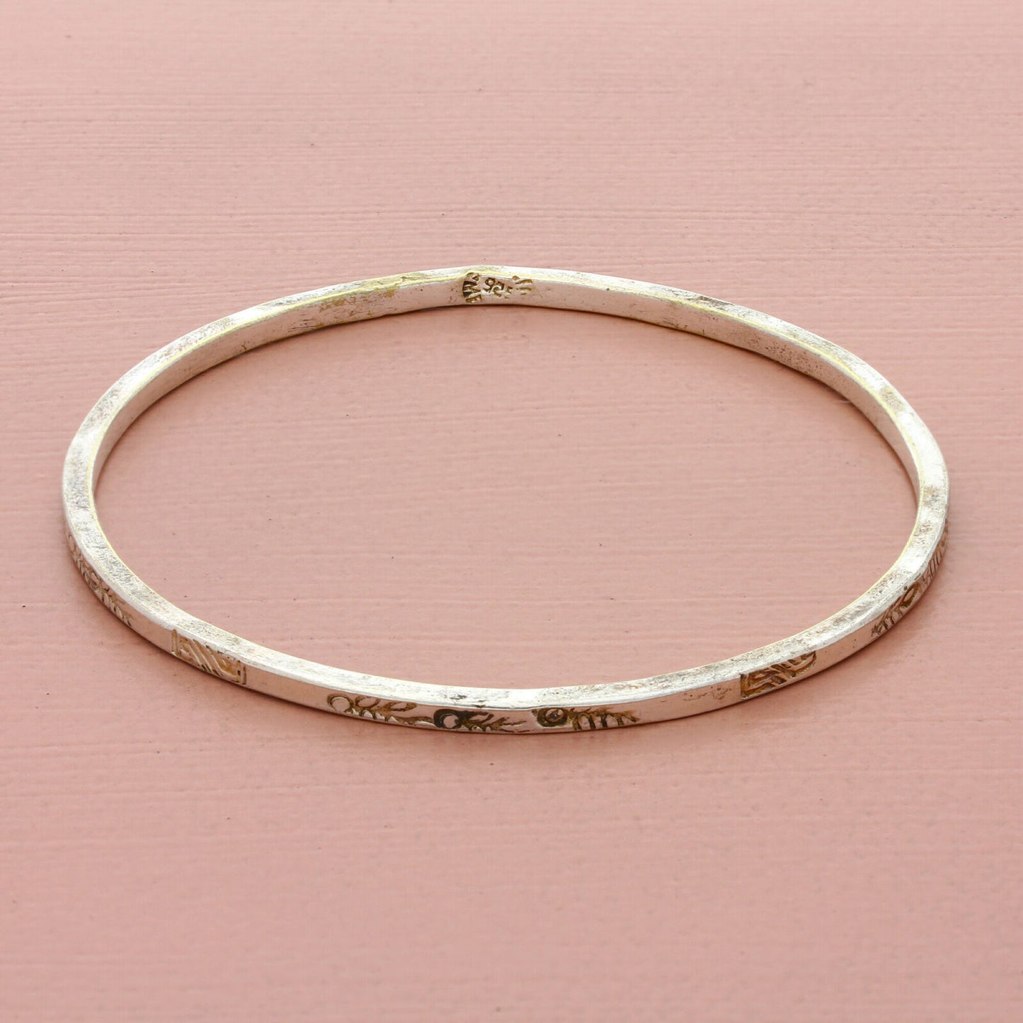 vintage alpaca stamped stack bangle bracelet size 8in