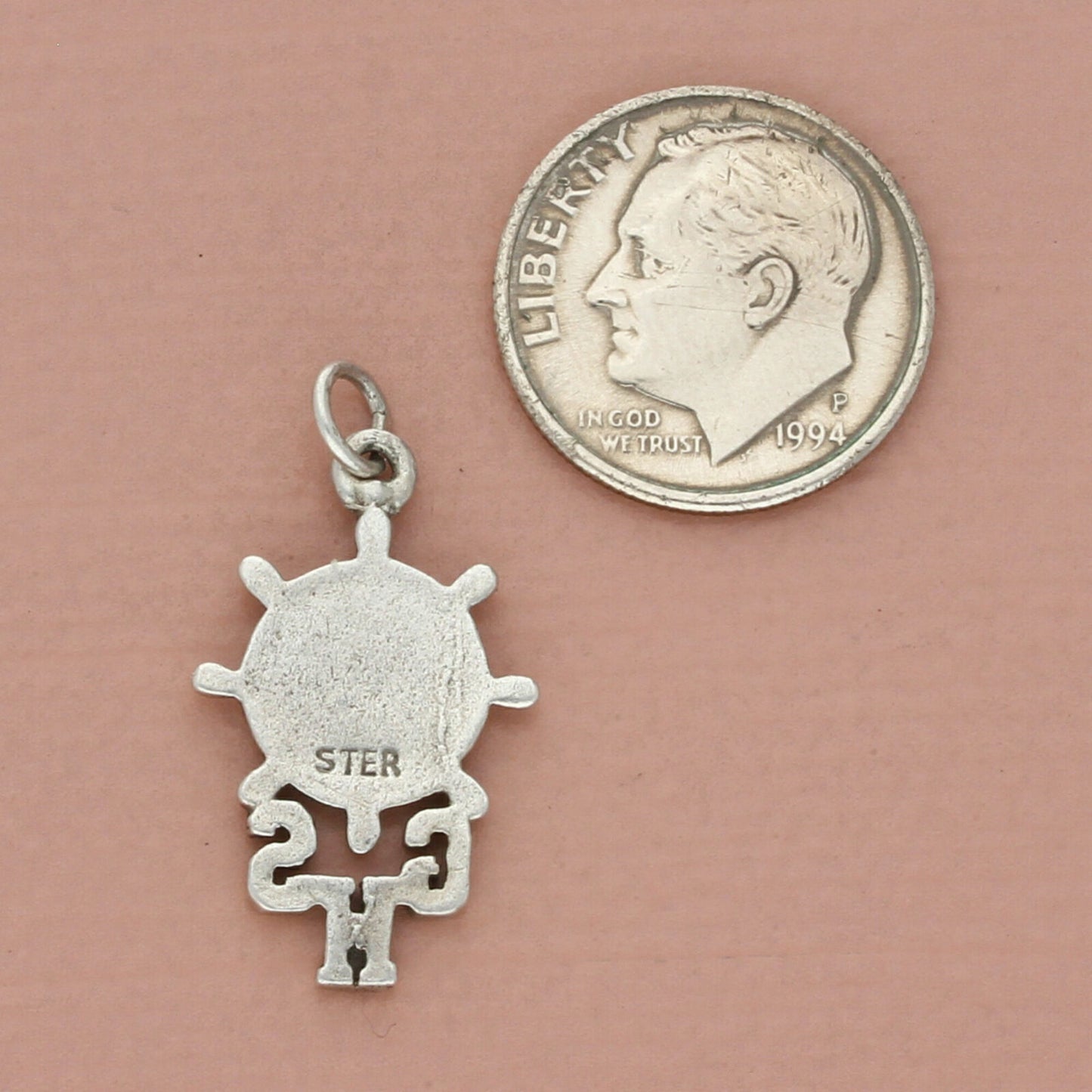 vintage sterling silver ghs ship helm charm